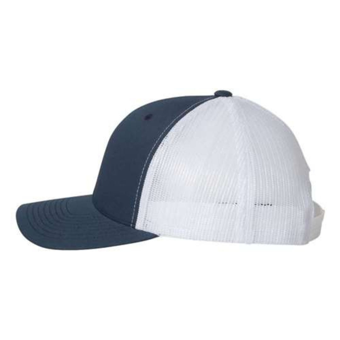 Yupoong 6606 Custom Patch Retro Trucker Hat – Mesh Back Snapback in Navy/White - view 3