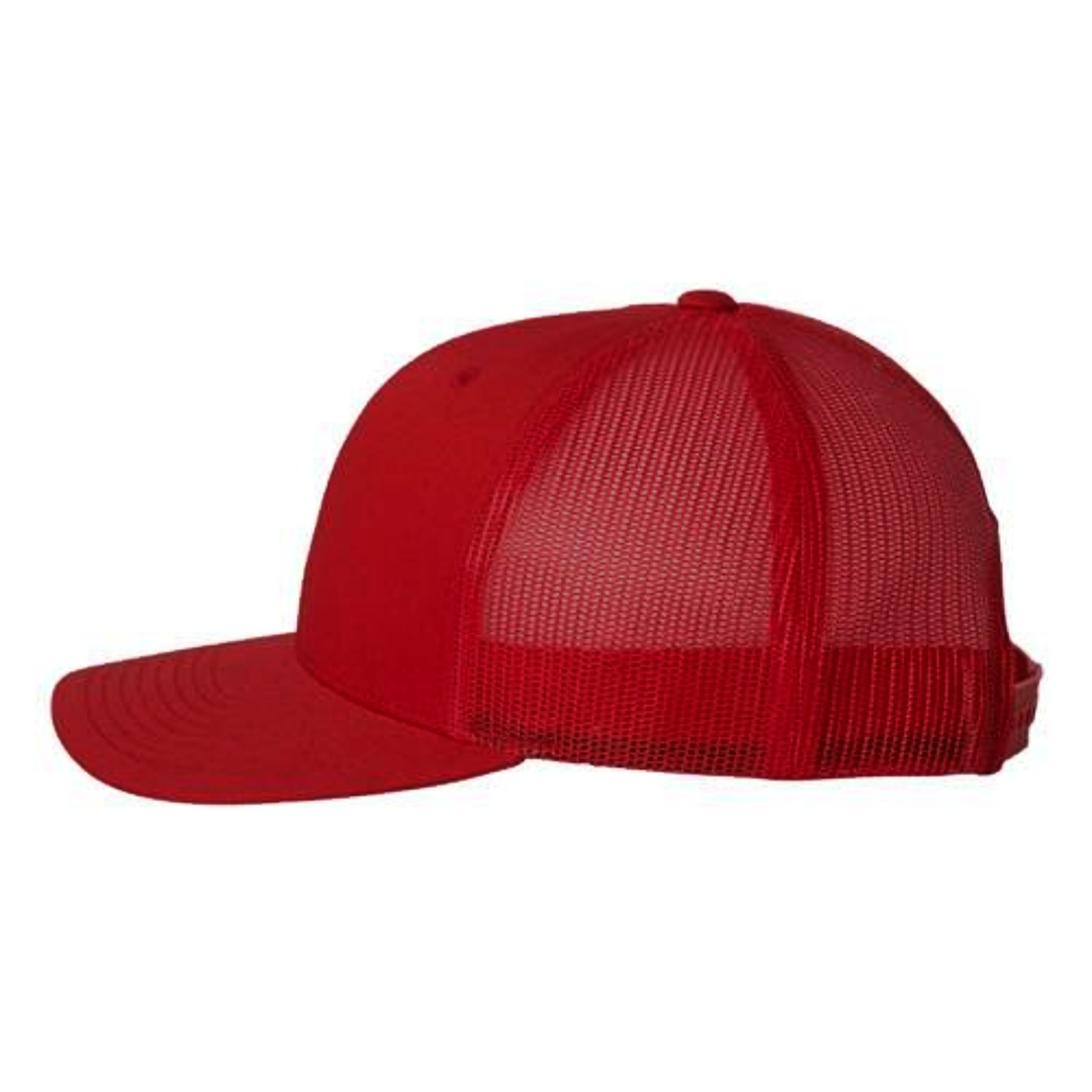 Yupoong 6606 Custom Patch Retro Trucker Hat – Mesh Back Snapback in Red - view 3