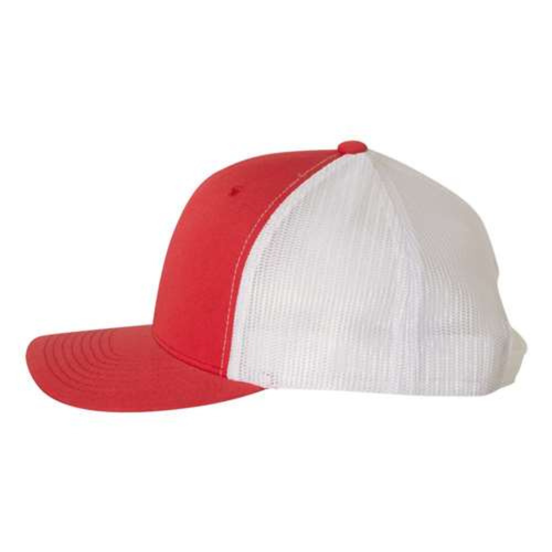 Yupoong 6606 Custom Patch Retro Trucker Hat – Mesh Back Snapback in Red/White - view 3