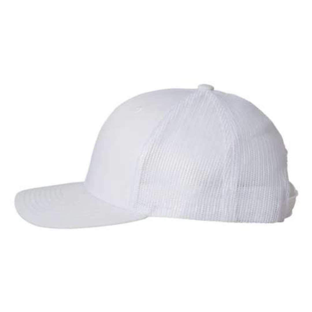 Yupoong 6606 Custom Patch Retro Trucker Hat – Mesh Back Snapback in White - view 3