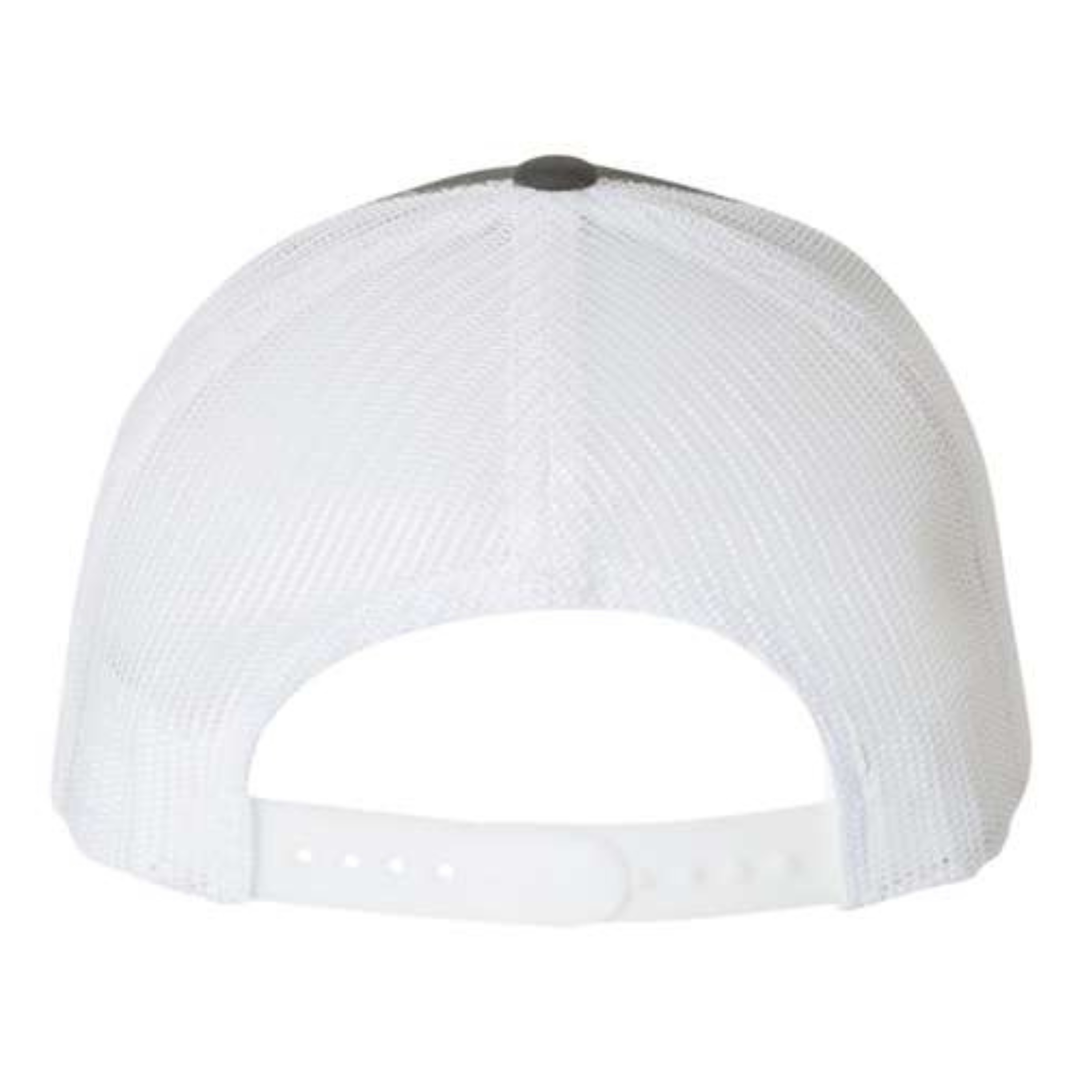 Yupoong 6606 Custom Patch Retro Trucker Hat – Mesh Back Snapback in Charcoal/White - view 4