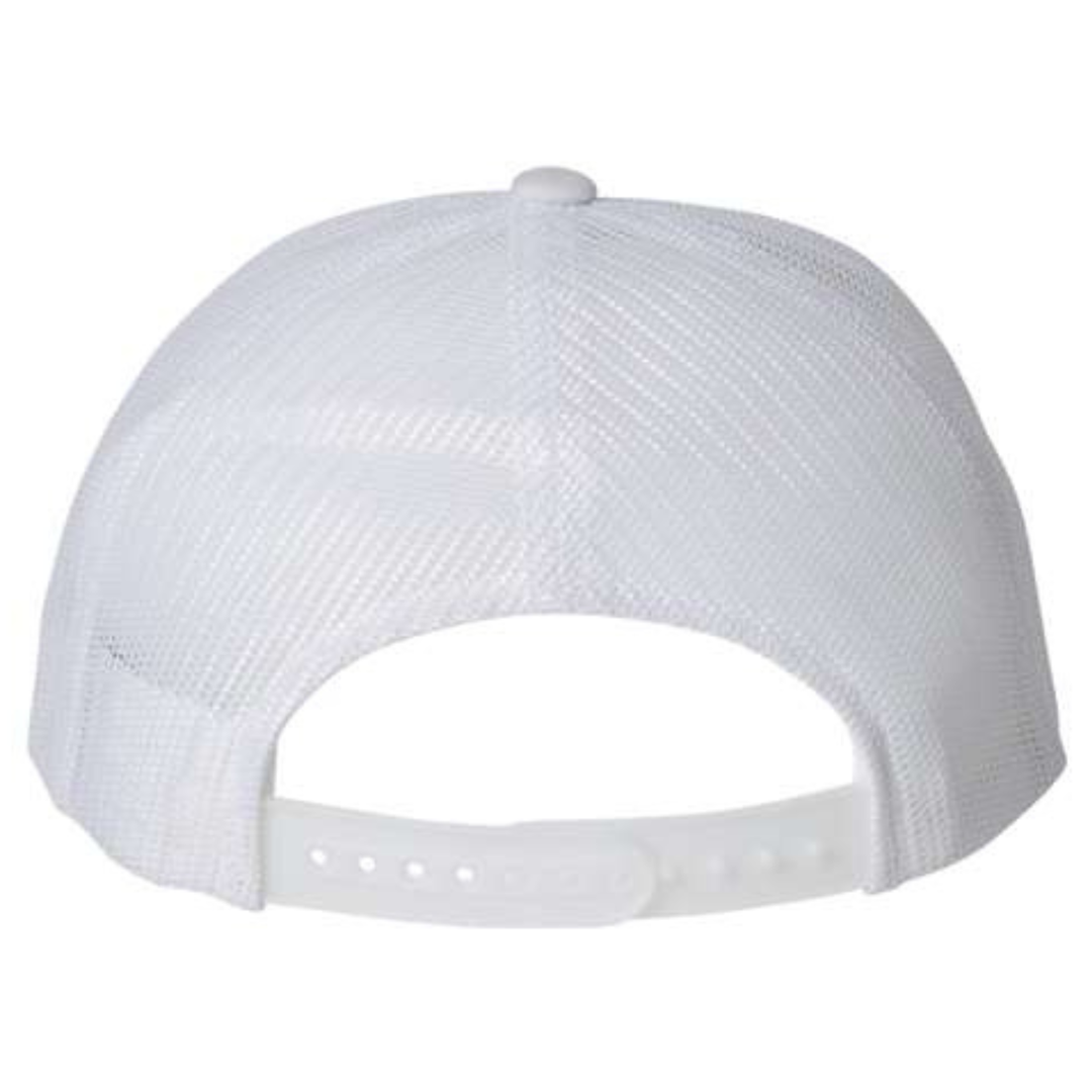 Yupoong 6606 Custom Patch Retro Trucker Hat – Mesh Back Snapback in White - view 4