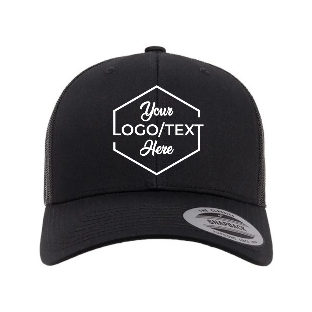 Yupoong 6606 Custom Patch Retro Trucker Hat – Mesh Back Snapback in Black - view 5