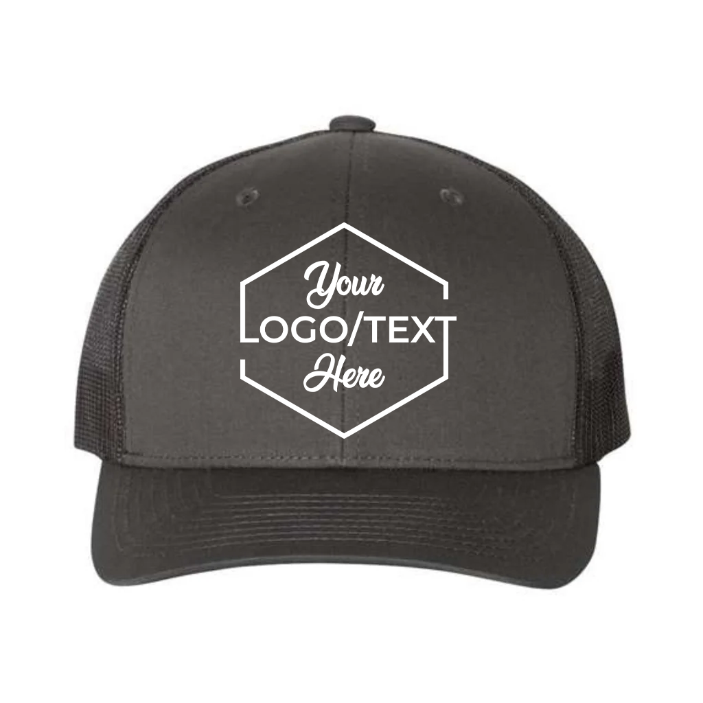 Yupoong 6606 Custom Patch Retro Trucker Hat – Mesh Back Snapback in Charcoal/Black - view 5