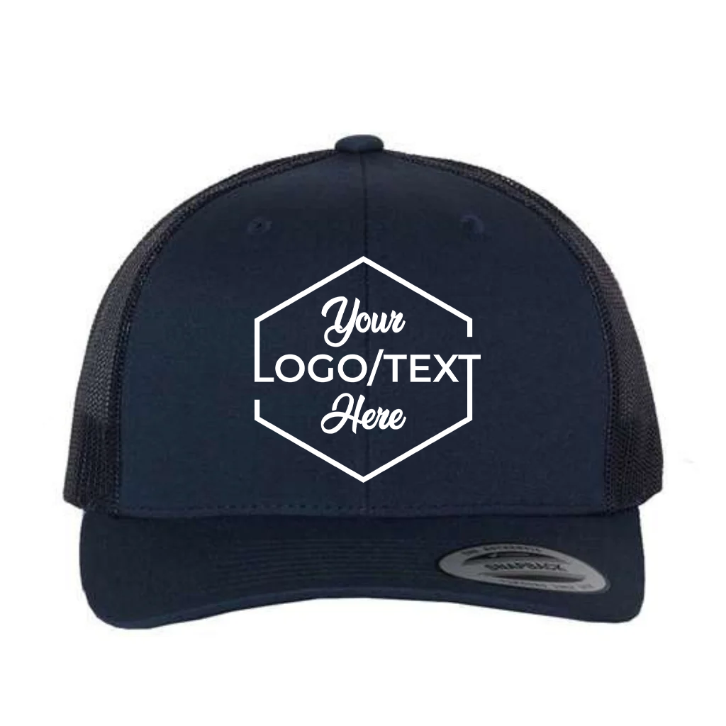 Yupoong 6606 Custom Patch Retro Trucker Hat – Mesh Back Snapback in Navy - view 5