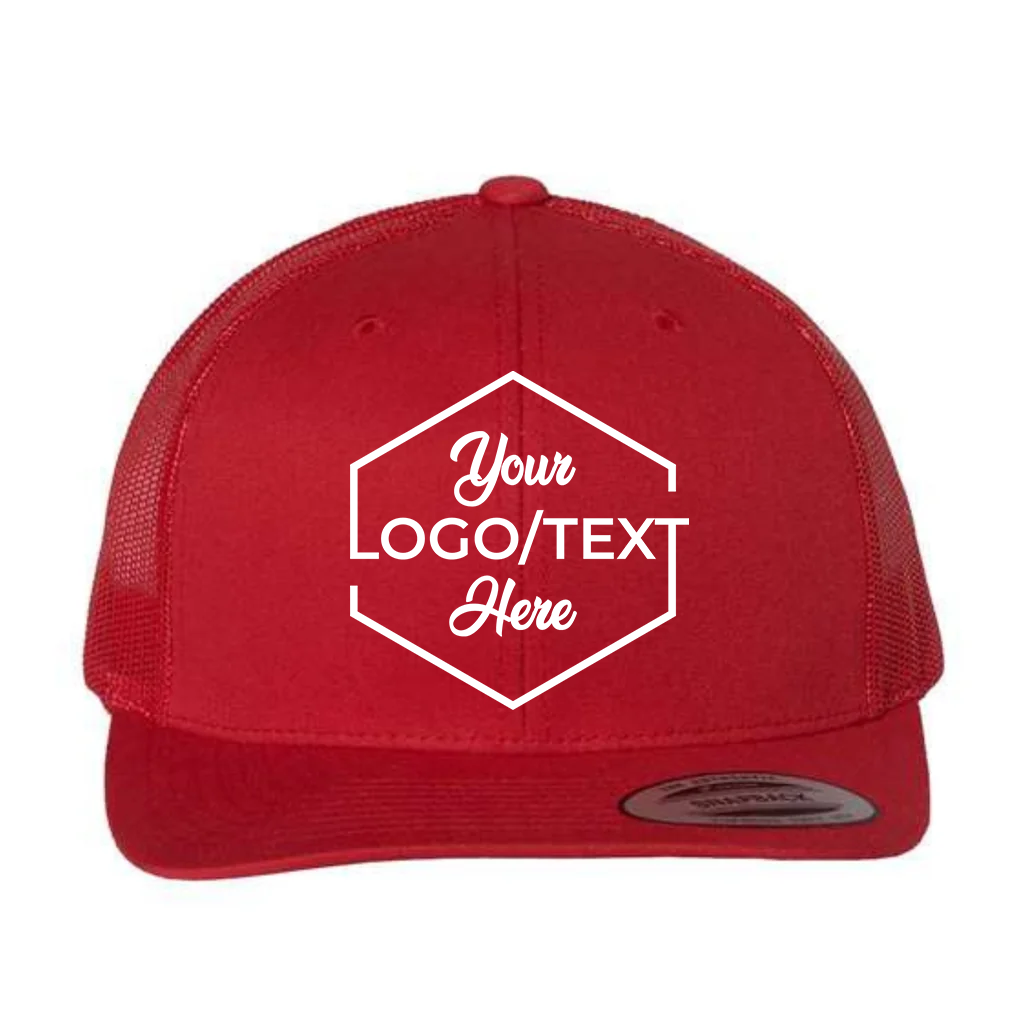 Yupoong 6606 Custom Patch Retro Trucker Hat – Mesh Back Snapback in Red - view 5
