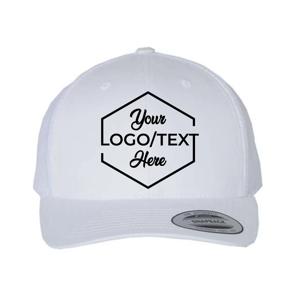 Yupoong 6606 Custom Patch Retro Trucker Hat – Mesh Back Snapback in White - view 5