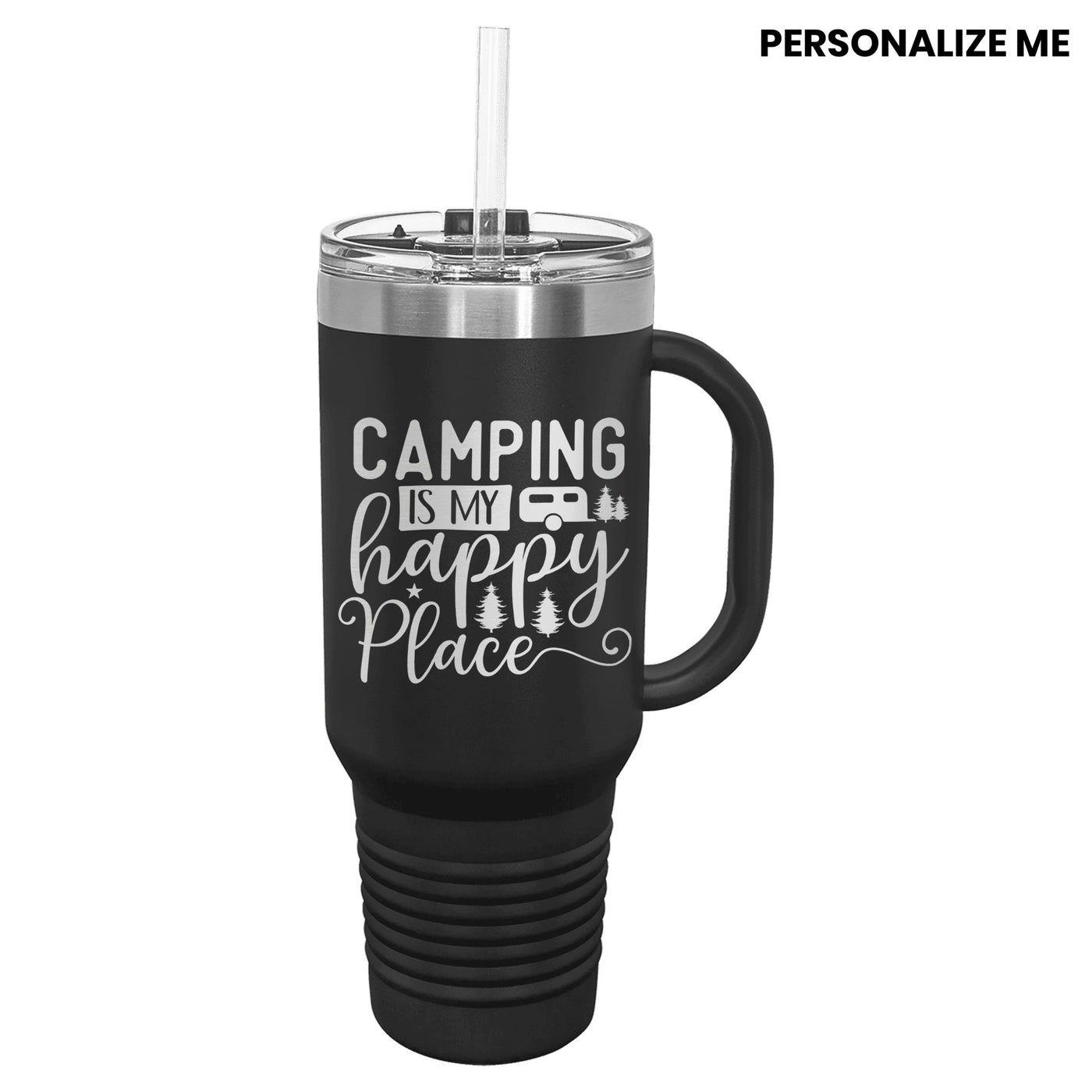 Camping Is My Happy Place Nature Exploration Tumbler with Handle