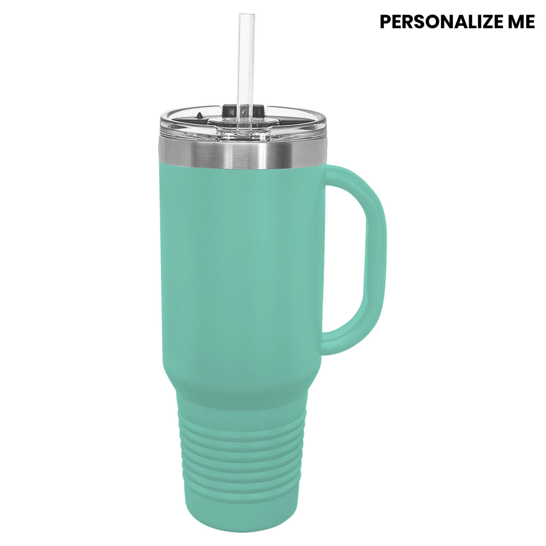 Slow Living On The Lake Symbolic Art Tumbler with Handle