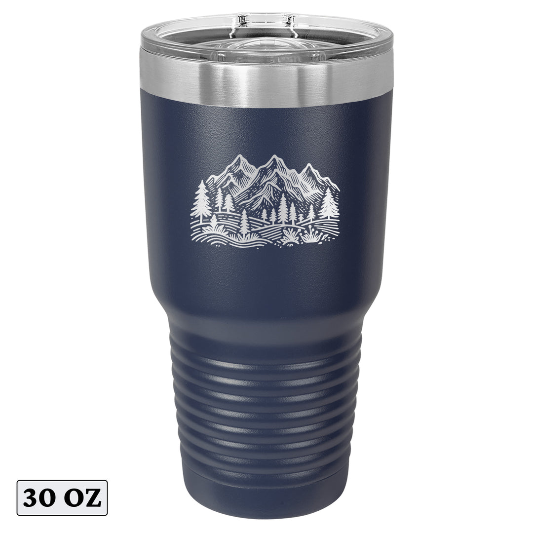 Minimalist Mountain Hiking Forest Adventure Tumbler Cup Mug