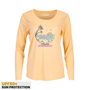 Aloha Summer Beach Sunset Women Sun Protection UV Performance Shirt UPF 50+