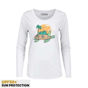 Turtles And Beach Adventures Women Sun Protection UV Performance Shirt UPF 50+