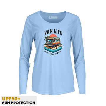 Van Life Surf, Sand, Sunset Fun Women Sun Protection UV Performance Shirt UPF 50+