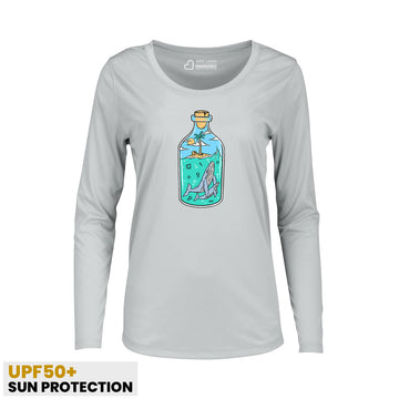 Whale Adventure In A Bottle Women Sun Protection UV Performance Shirt UPF 50+