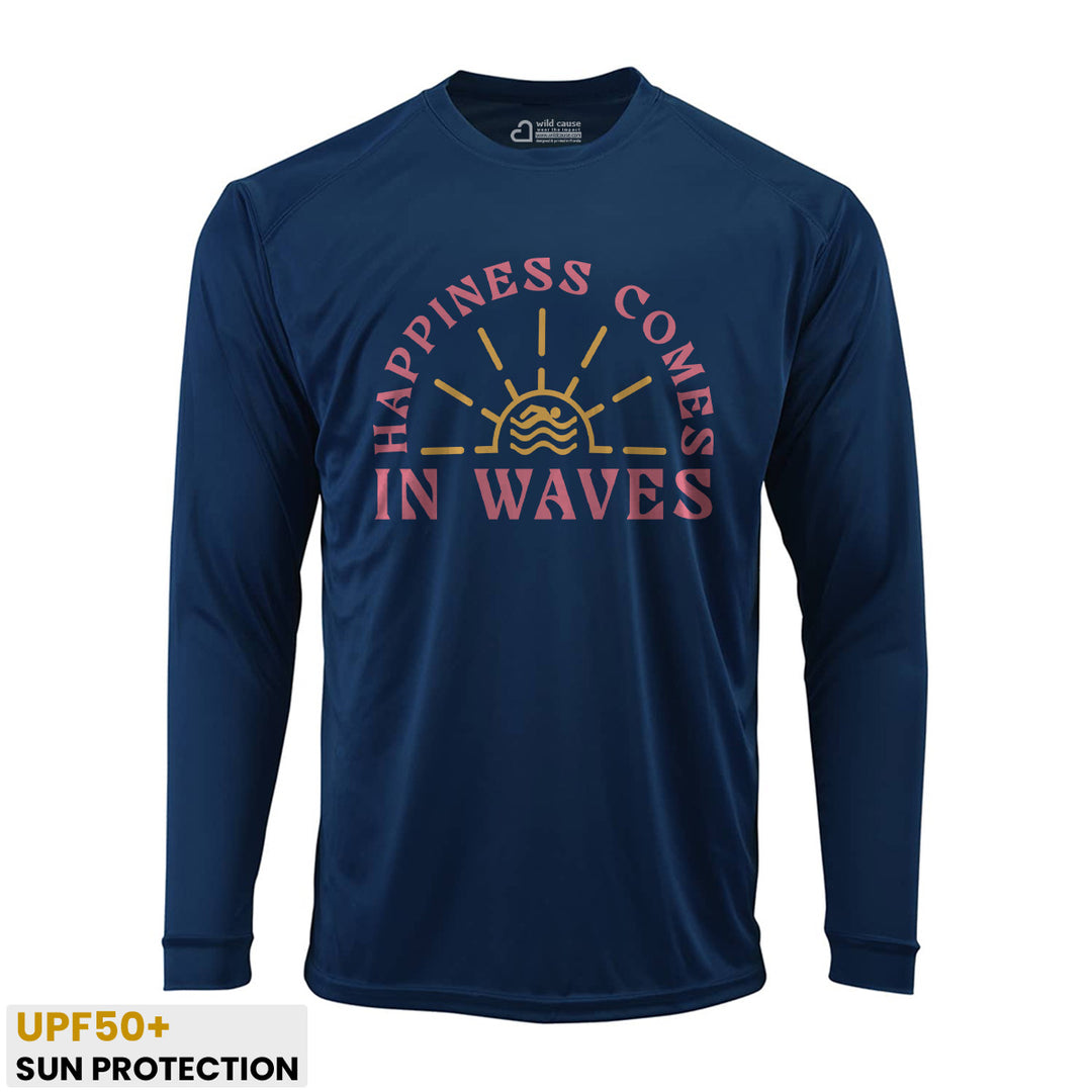 Happiness Comes In Waves Beach Breezy Vibes Sun Protection UV Performance Shirt UPF 50+
