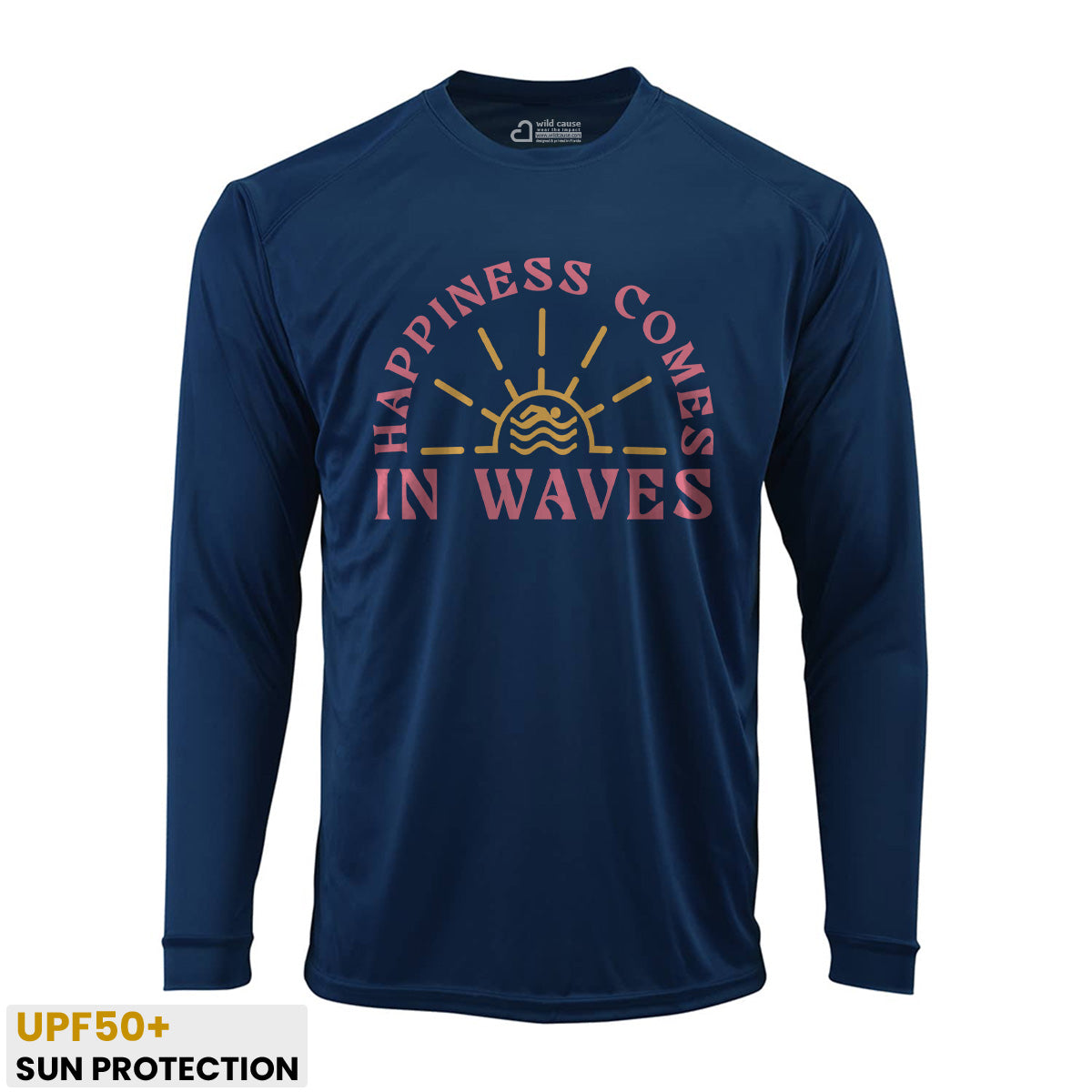 Happiness Comes In Waves Beach Breezy Vibes Sun Protection UV Performance Shirt UPF 50+