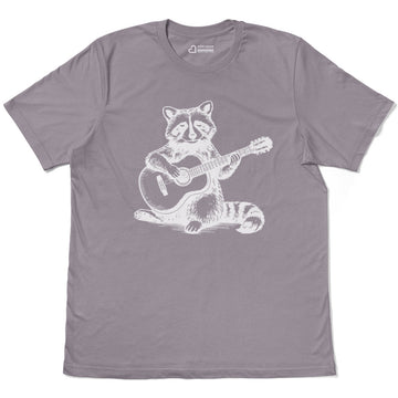 Musical Raccoon Playing Guitar Fun Adult Cotton Tee T-Shirt