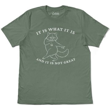 It Is What It Is Dancing Funny Raccoon Adult Cotton Tee T-Shirt