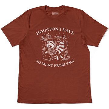 Houston Raccoon Flying Astronaut In Space Adult Cotton Tee T-Shirt