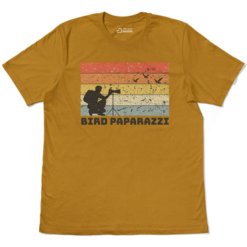 Birdwatching Photographer Retro Sunset Adult Cotton Tee T-Shirt