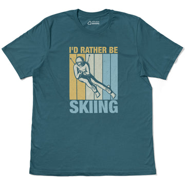 I’d Rather Be Skiing Winter Sports Fun Adult Cotton Tee T-Shirt