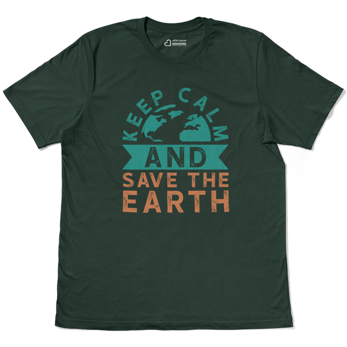 Keep Calm Save Earth Conservation Theme Adult Cotton Tee T-Shirt