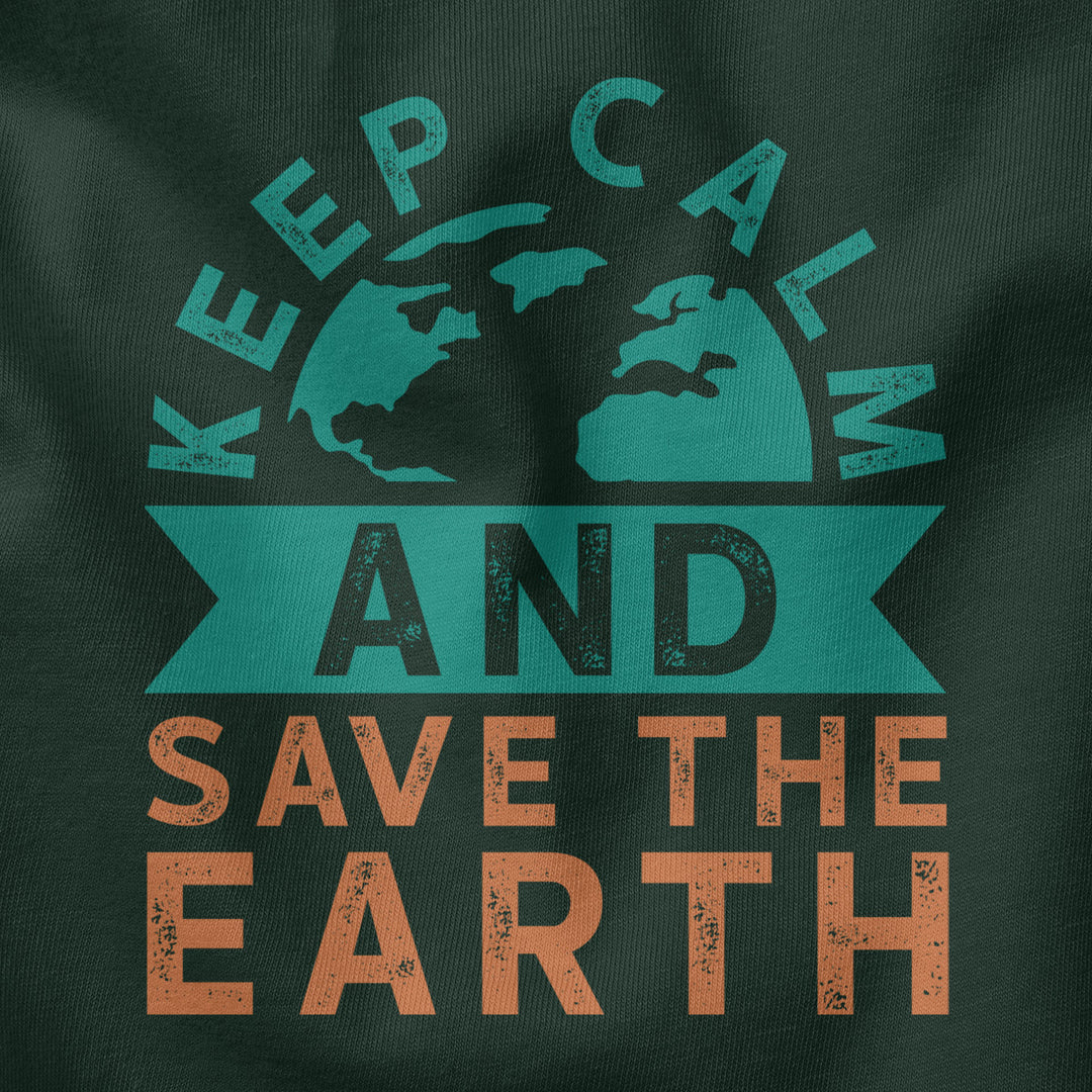 Keep Calm Save Earth Conservation Theme Adult Cotton Tee T-Shirt