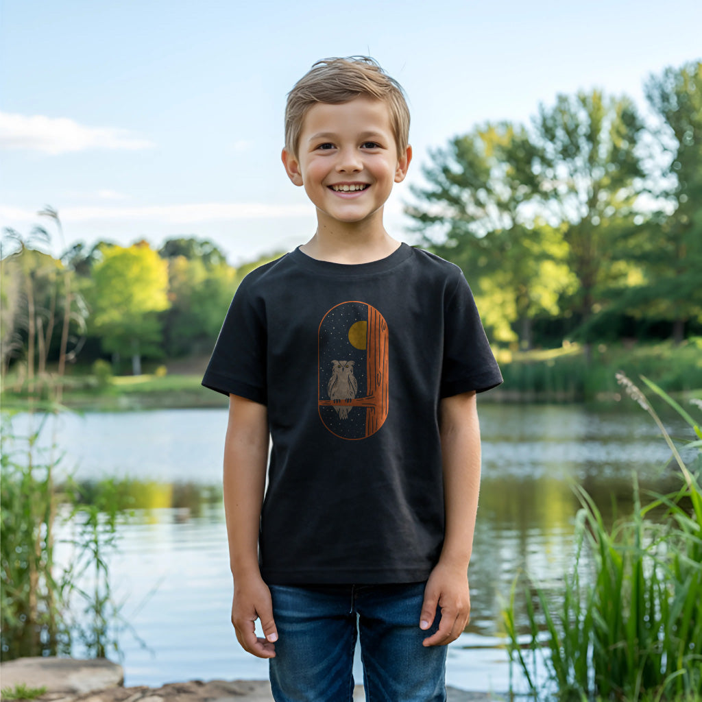 Full Moon Big Eye Owl Guarding Around Kids Toddler Tee T-Shirt